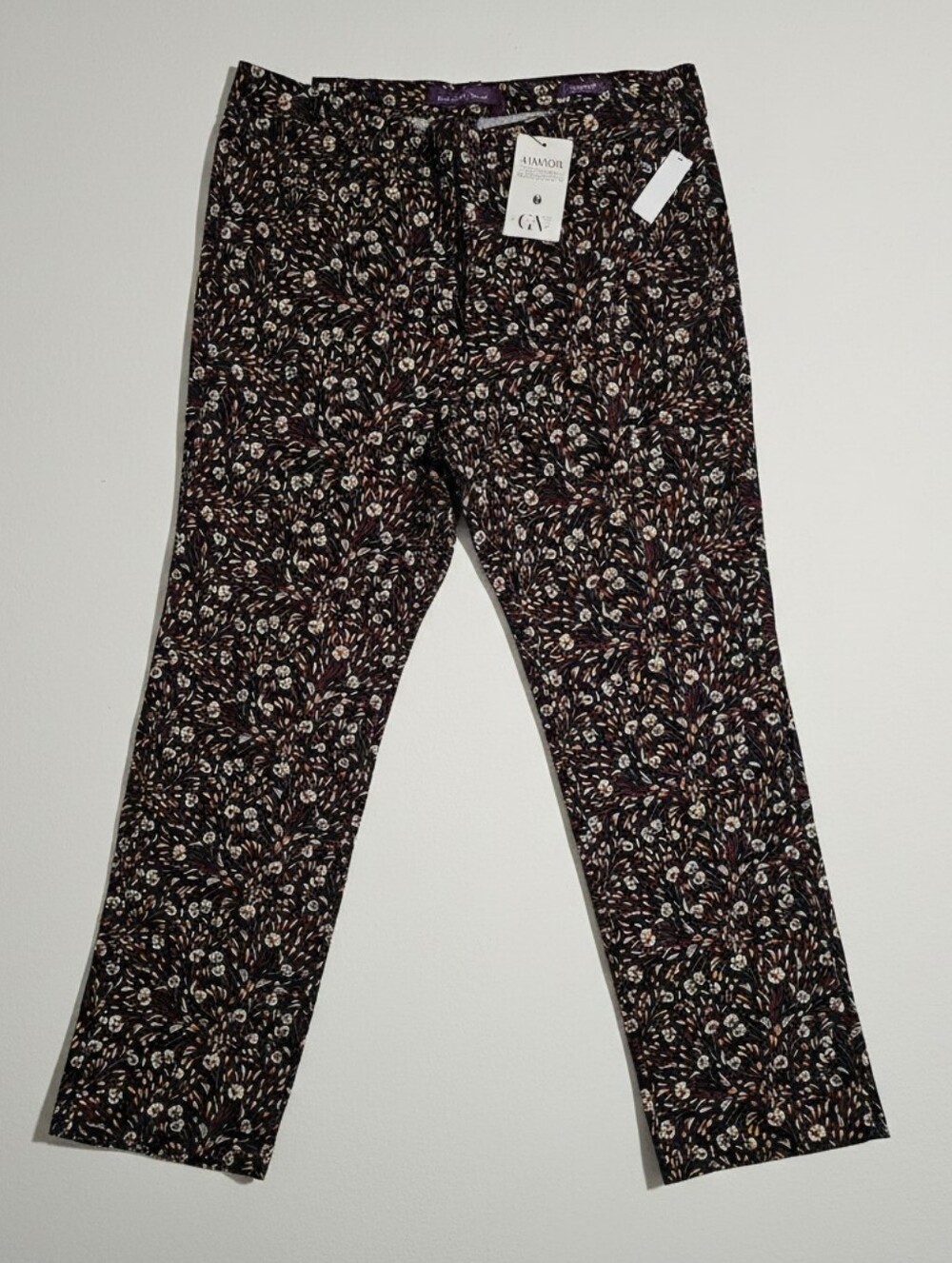 Gloria Vanderbilt Black Floral Straight-Leg Jeans